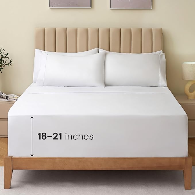 LuxClub 3 PC Sheet Bed Sheets Deep Pockets Wrinkle Free Kids Fitted Sheets Machine Washable Hotel Bedding Silky Soft - White Twin