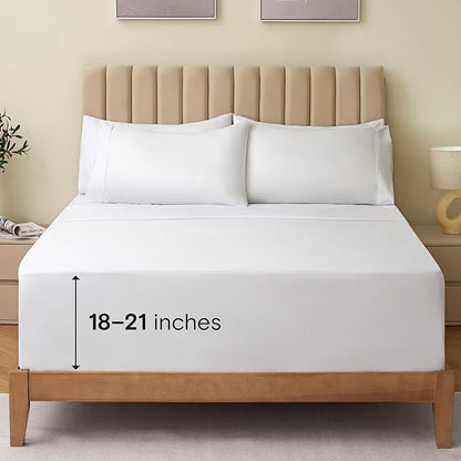 LuxClub 3 PC Sheet Bed Sheets Deep Pockets Wrinkle Free Kids Fitted Sheets Machine Washable Hotel Bedding Silky Soft - White Twin