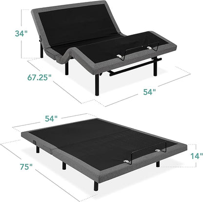 Best Choice Products Ergonomic Full Size Adjustable Bed Frame, Electric Base w/Wireless Remote Control, Nightlight, Massager, 2 USB Ports