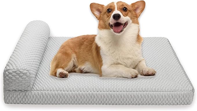 Tinaco Orthopedic Cooling Bed for Large Dogs & Cats - Removable, Washable Cover (White/Grey, Large)-Mewly Pet