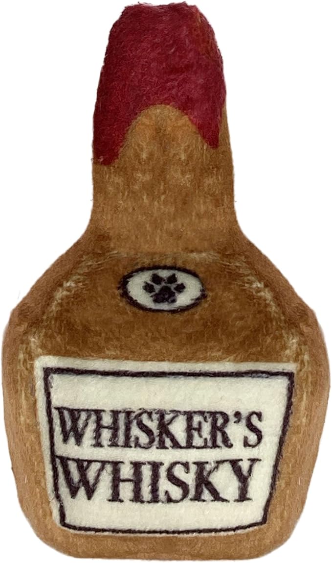 Huxley & Kent Plush Cat Toy - Interactive Catnip Toy for Cats & Kittens - Soft Kitty Toy with Crinkle & Catnip - Fun Indoor Play Toy - Whisker's Whiskey-Mewly Pet