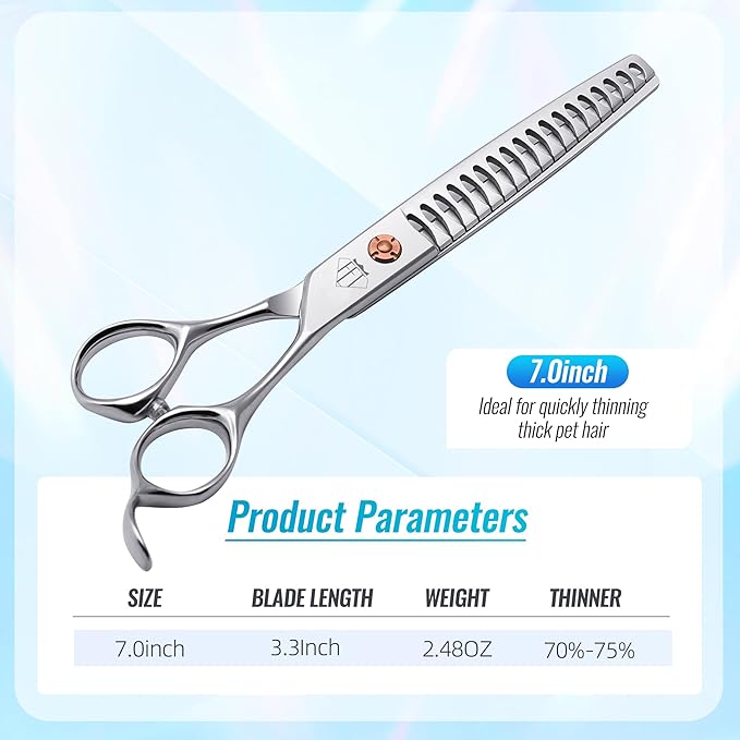 Dog Grooming Scissors: 7 inch Pet Chunker Shears Made Of Japanese 440c Advanced Stainless Steel Professional Grooming Scissors for Dogs Cats and Other Pets-Mewly Pet
