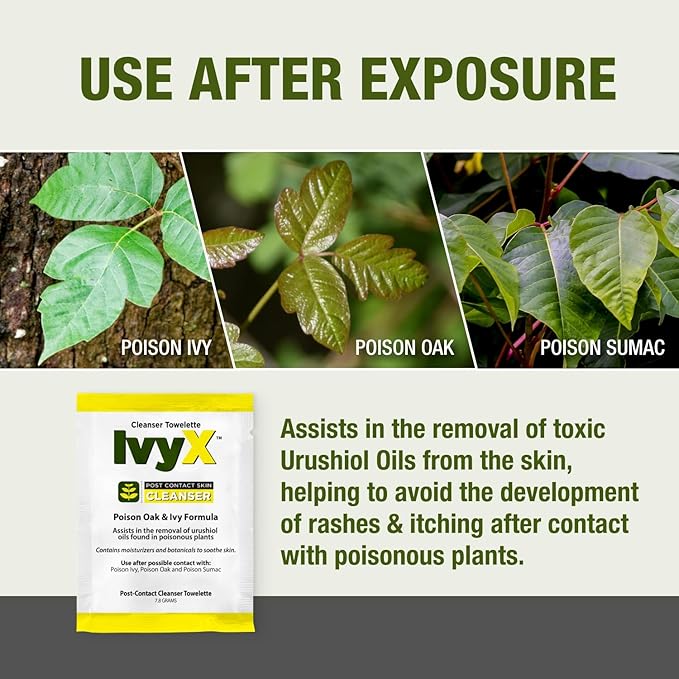 CoreTex Ivy X Post-Contact Poison Ivy Wipes with Resealable Travel Bag - Pack of 15 Single-Use Barrier Wipes to Assist in the Removal of Rashes - Also Works on Poison Oak & Sumac Oils-Mewly Pet