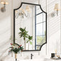 Kelly Miller 30"x40" Large Black Bathroom Mirror for Wall, Gold Scalloped Vanity Mirror Bevelled Framed Decorative Mirror for Master Bath Half Bath Entrance Hallway Fireplace Bedroom Living Room