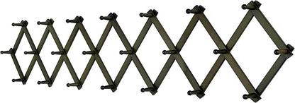SKOLOO Accordion Wall Hanger with 22 Hooks, Modern Expandable Coat Rack Hat Rack for Wall, Solid Wooden, Dark Walnut Color