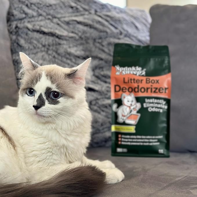 Sprinkle & Sweep Litter Box Deodorizer - Cat Litter Deodorizer Non Toxic and Safe for Kittens - Instantly Eliminates Foul Smells and Urine Odors (Pack of 4)-Mewly Pet