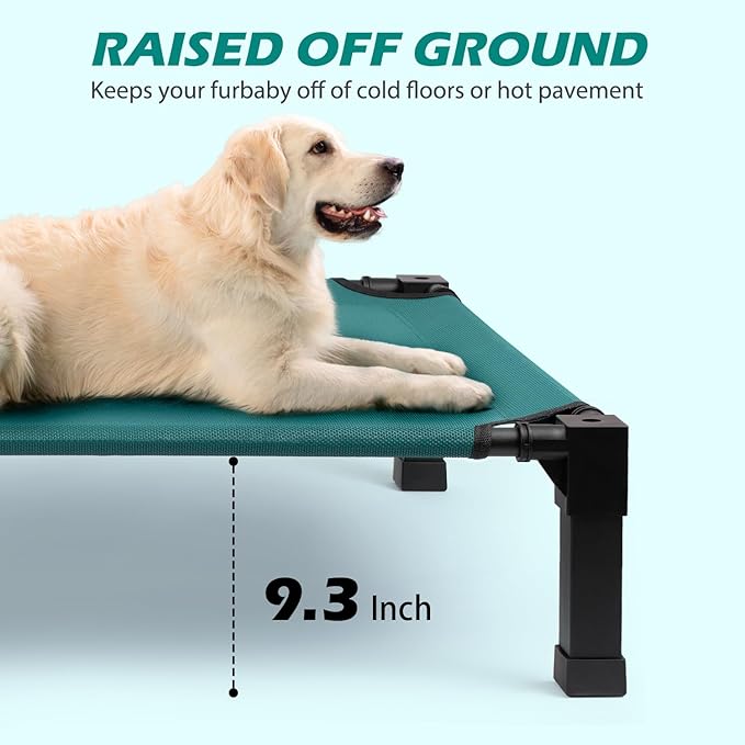 Heeyoo Elevated Dog Bed, Cooling Raised Pet Cot with Chew Proof Washable Breathable Mesh and Metal Frame, Portable Dog Cot Bed with No-Slip Feet for Outdoor or Indoor Use-Mewly Pet