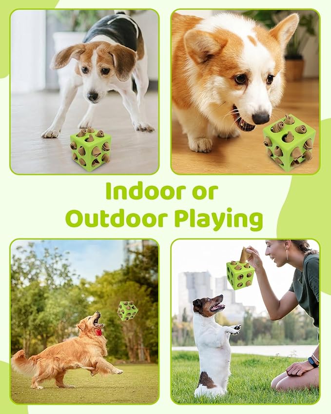 Interactive Puzzle Dog Toy Encourage Natural Foraging Skill, Durable Dog Enrichment Toy Snuffle Cube Cloth Strip with Hide & Seek Food, Slow Feeder for Mind Stimulate & Stress Relief (Green)-Mewly Pet