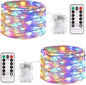 JMEXSUSS 2 Pack Multicolor Fairy Lights Battery Operated, Total 200 LED 66ft Indoor Christmas Twinkle Lights with Remote, 8 Modes Multicolor String Lights for Bedroom Wedding Birthday Party