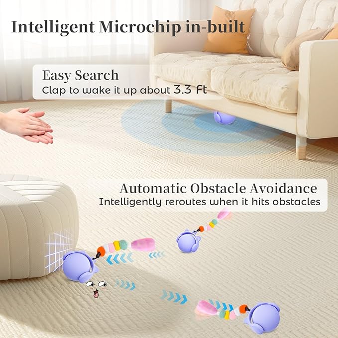 ORSDA Cat Toys for Indoor Cats, New Intelligent Voice Timing Touch Control Cats Ball, Simulate Mouse Sound Kitten Toy, Automatic Interactive Moving Cat Toy for All Ages-Mewly Pet