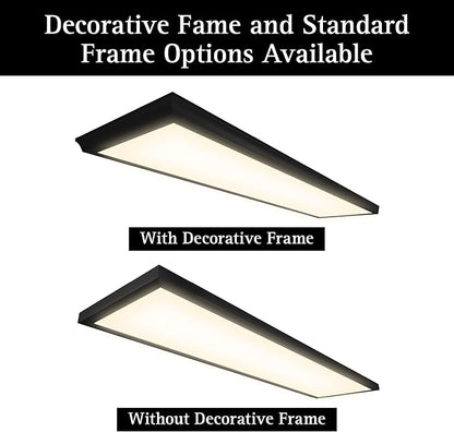 Ultralux Framed 1x4 ft LED Light Panel - CCT Switchable Surface Mount Light with Integrated Frame for Kitchen, Home & Office - TRIAC Dimmable, 5 CCT Adjustable Color Temperature (Matte Black, 2 Pack)