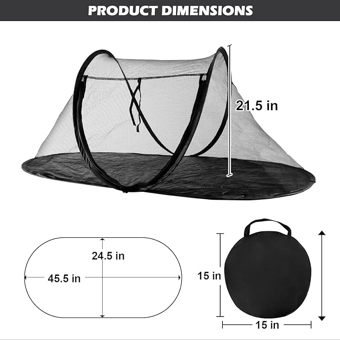Cat Tent Outdoor, Pet Enclosure Tent Suitable for Cats and Small Animals, Indoor Playpen Portable Exercise Tent with Carry Bag（Black）-Mewly Pet