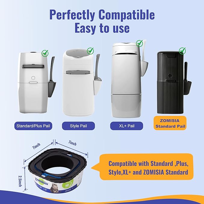 4 Pack Cat Litter Refill Bags, Non-See-Through Jumbo 120FT Cartridge Refill Total Up to Over 16 Months Per Cat for Odor Control, Compatible with Genie Standard, Plus, Style-Mewly Pet