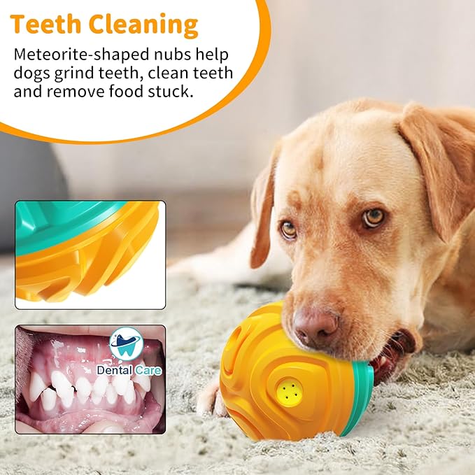 Dog Ball for Aggressive Chewers - Interactive Dog Toy Balls Fun Squeaky Sound to Keep Them Busy, Durable for Small Medium Large Breeds, Rubber Pet Chew Toys, As Seen on TV, Orange & Blue-Mewly Pet