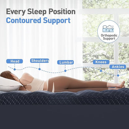 Dual Layer 3 Inch Memory Foam Mattress Topper Twin Size, 2 Inch Gel Memory Foam Plus 1 Inch Cooling Pillow Top Mattress Pad Cover, with 8-21 Inch Deep Pocket, Navy Blue