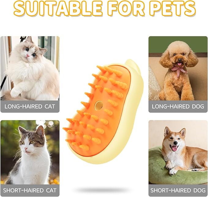 Rechargeable 3in1 Self-Cleaning Cat & Dog Deshedding Brush with 2 Gears for Long & Short Hair - Yellow-Mewly Pet