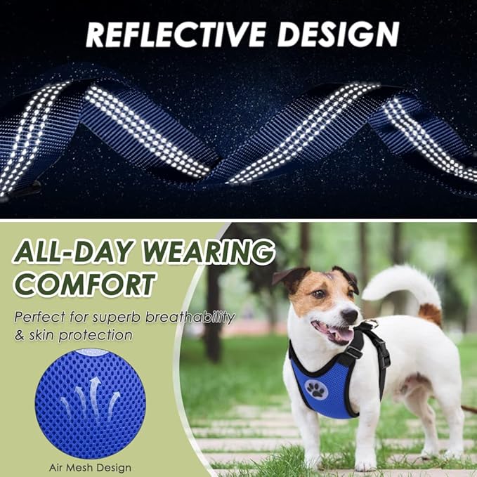 Lukovee Dog Seat Belt for Car, Adjustable Dog Car Harness for Large Medium Small Dogs, Soft Padded & Breathable Mesh Dog Seatbelt with Car Vehicle Connector Strap (Blue,Small)-Mewly Pet