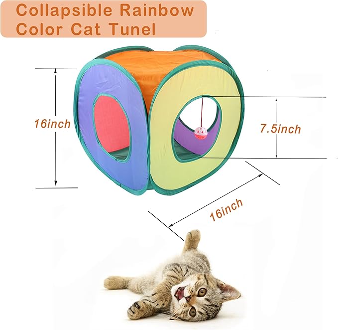 42pcs Interactive Cat Toys Kit - Multi-Activity Kitten Toy Set with Collapsible Tunnel, Feather Wand & Bell, Cat Balls Toys - Indoor Play Enrichment Supplies for Adult Cats & Kittens-Mewly Pet