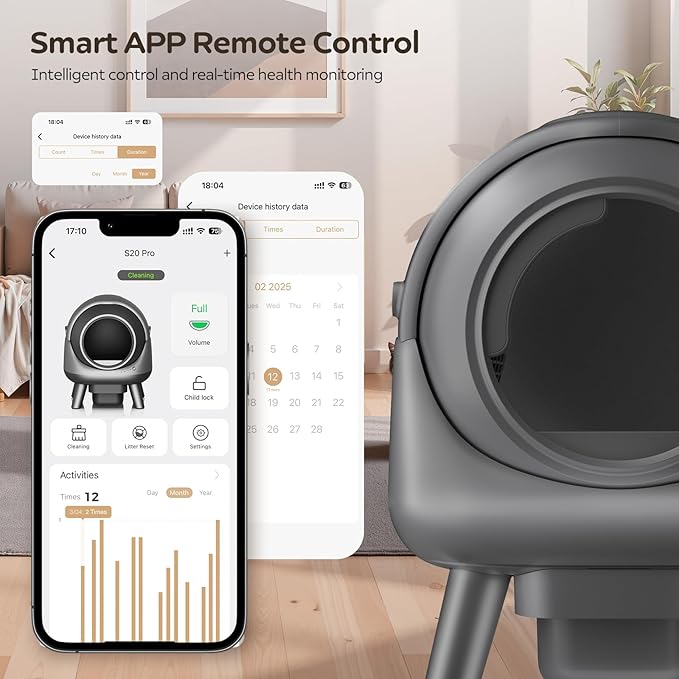 Self Cleaning Litter Box for Multiple Cats – Automatic Cat Litter Box with App Control, Odor-Free Waste Disposal, Dual Safety Sensors, Litter Bags, Grey-Qx2-Mewly Pet