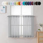 Chyhomenyc Light Grey Sheer Curtains 36 inch Length 2 Panels, Light Filtering Voile Rod Pocket Short Window Curtians for Bathroom Living Room Farmhouse Small Windows, 42Wx36L inches