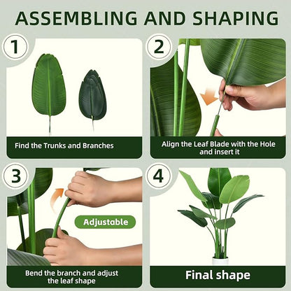 Bird of Paradise Plant Artificial 4ft,Faux Plants Indoor Tall with 8 Trunks - The Perfect Indoor Silk Floor Plant for Home Decor in Living Room, Office, and Bedroom (4FT Bird of Paradise)