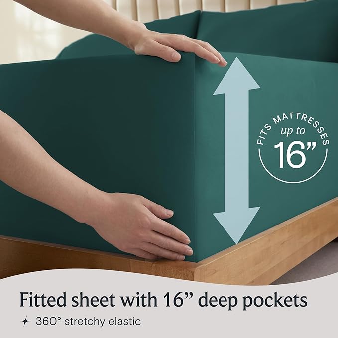 LuxClub 3 PC Sheet Bed Sheets Deep Pockets Wrinkle Free-Kids-Fitted Sheets Machine Washable Hotel Bedding Silky Soft - Emerald Twin