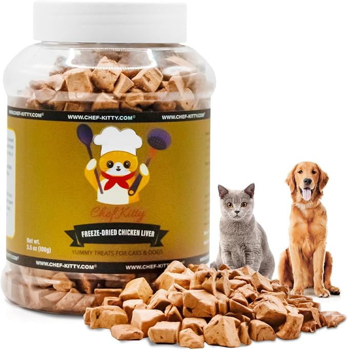 Freeze-Dried Chicken Liver Treats for Cats & Dogs – 100% Human Grade, Single Ingredient, High-Protein, Healthy Snack – No Additives or Preservatives – 3.1oz - Inspected & Tested in USA-Mewly Pet