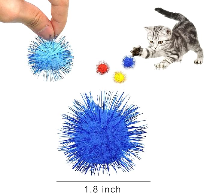 Andiker Cat Crinkle Balls, 2.36 Inches Colorful Cat Balls Chew and Chase Cat Mylar Crinkle Balls Lightweight Cat Toys for Indoor Cats to Keep Fit and Active (100pc)-Mewly Pet