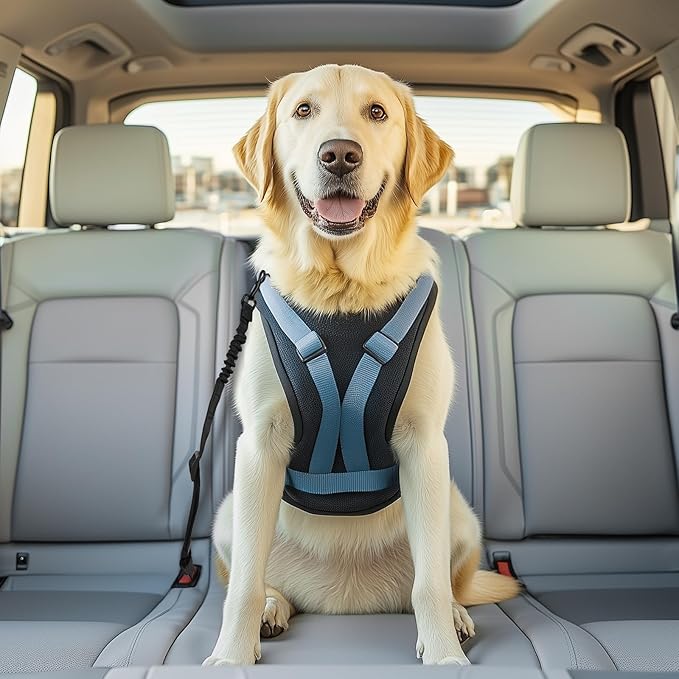 Thickened Dog Seat Belt for Car, 3 Pack Set Retractable Dog Car Leash Adjustable Dog Seat Belt for Vehicle Nylon Pet Safety Seat Belts Heavy Duty & Elastic,Seat Belt for Large Dogs in Car, Black-Mewly Pet