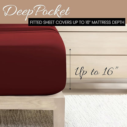 Linen Market Brushed Microfiber Twin XL Sheet Set 3 Piece – Oeko-TEX Certified Ultra Soft & Wrinkle-Free - 16" Deep Pocket Sheets - Easy Care Twin XL Size - Burgundy