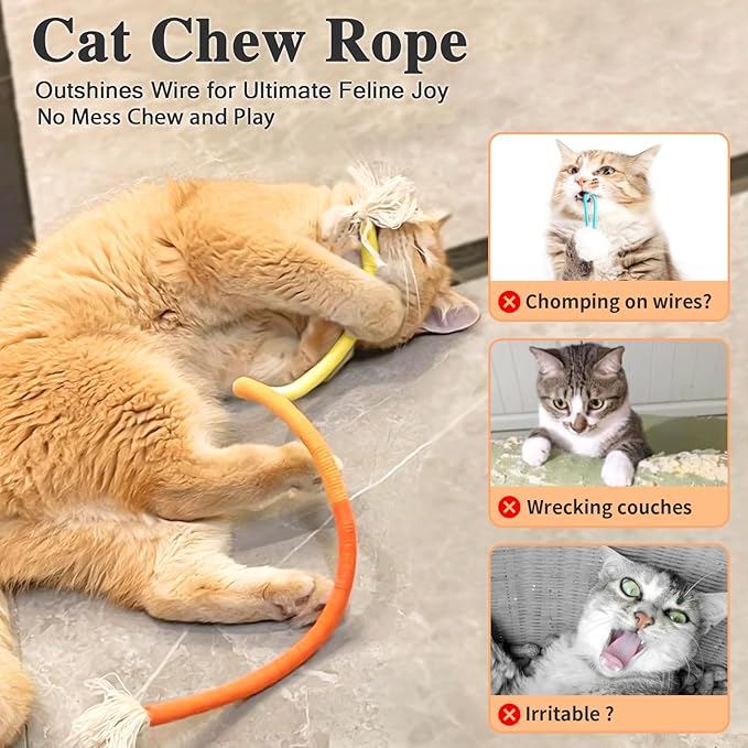 Retro Shaw Cat Toys Chew Ropes, Catnip Rope Toys for Indoor Cats Kitten, Safe Cat String Kitten Chew Teething Toy Kitty Nip Kicker - Pack of 3, 23.6 Inches-Mewly Pet