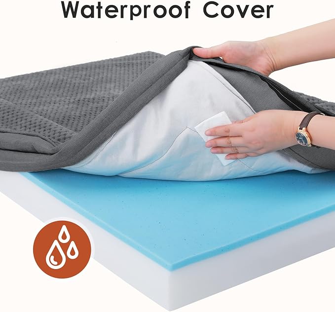 Orthopedic Dog Bed Medium Size Dog, 3 Inch Memory Foam Pet Bed for Small and Medium Dogs, Washable Removable Cover, Nonskid Bottom, Waterproof, 30x20 Inches S Dark Grey-Mewly Pet