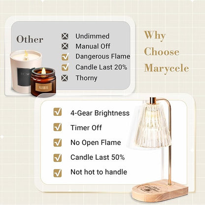 Marycele Candle Warmer Lamp with Timer, Unique Thanksgiving Gifts for Women Girls Sister Teacher with Best Wishes, Wax Melts Warmer for Jar Candles
