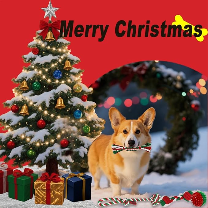 Dog Toys 15 Pack for Teeth Cleaning and Fun, Puppy Teething Chew Toys Tug Rope Squeaky Treat Balls & Rubber Tous Bulk– Variety Dog Gifts Set Reduce Anxiety & Save Furniture, Christmas-Mewly Pet