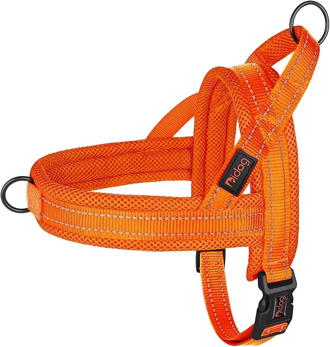 Didog No Pull Dog Harness with Soft Mesh Padded,Reflective & Quick Fit Light Weight Dog Strap Vest Harness,Easy for Walking Training (M:Chest 21-26", Orange)-Mewly Pet