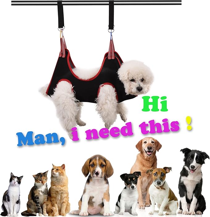 Dog Grooming Hammock Harness,Breathable Pet Cat Hammock Restraint Bag,Dog Grooming Sling Helper for Trimming Nail and Ear/Eye Care(S Size,8.5")-Mewly Pet