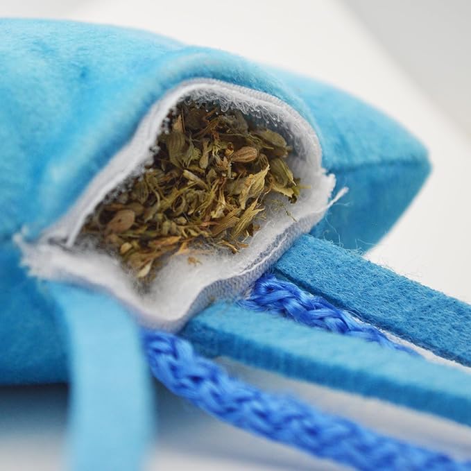 ZOOMIE Jelly Fish - Refillable Catnip Toy + Catnip | High Potency Hand Harvested Fresh Catnip | Soft Plush for Engaging Play-Mewly Pet