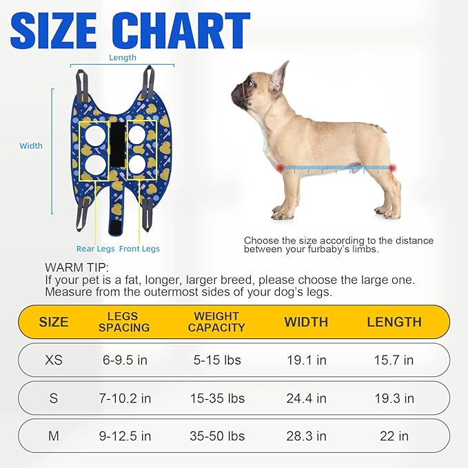 PAWCHIE Dog Grooming Hammock Harness for Dogs & Cats with Pet Nail Clipper Trimmer - Cat Hanger Sling for Trimming Clipping Nails- Dog Hammock Restraint Bag for Small Medium Large Dog, Navy Blue S-Mewly Pet