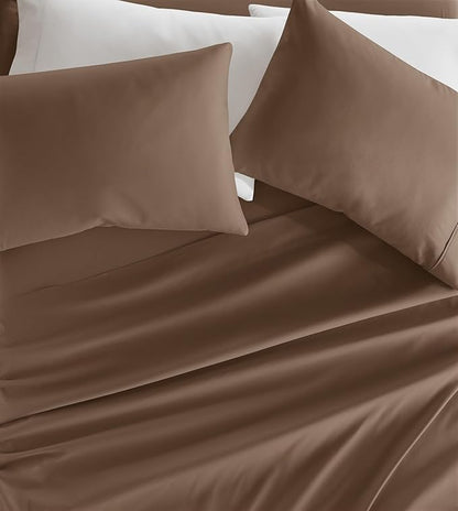 Linen Market Double-Brushed Microfiber California King Sheet Set 4 Piece – Oeko-TEX Certified Ultra Soft & Wrinkle-Free - 16" Deep Pocket Sheets Easy Care Cal-King Size - Taupe
