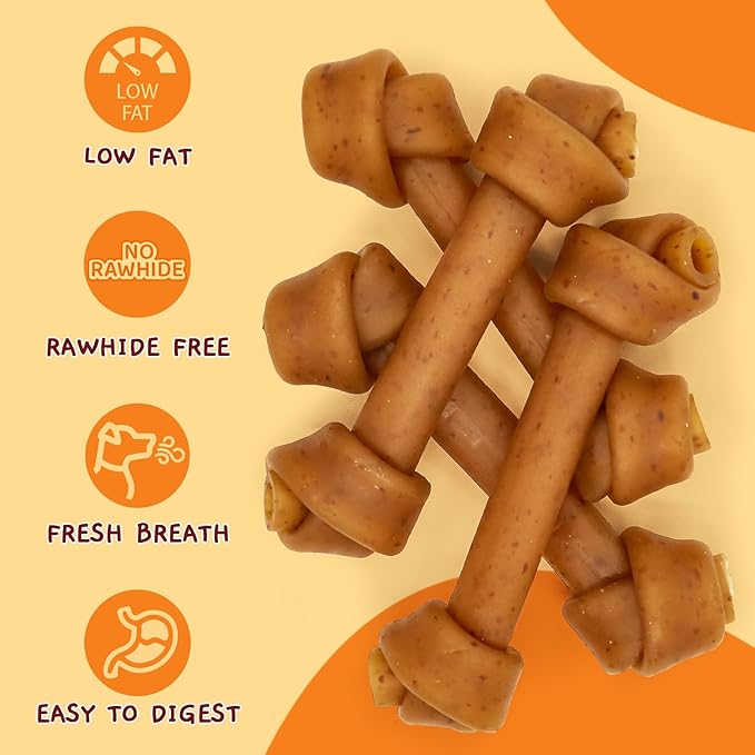 Jungle Calling Rawhide Free Dog Treats, Peanut Butter Bones, 6.5'' Pet Chews for Medium and Large Dogs,Digestible Chewing Snacks,4 Count (Pack of 1)-Mewly Pet