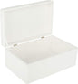 Large White Wooden Box Storage with Hinged Lid | 11.8 x 7.87 x 5.51 inches (+-0.5) | Gift Box for Tool Dog Toy Shoes Clothes Kitchen Storage | Rough UNSANDED Wood Keepsake Chest