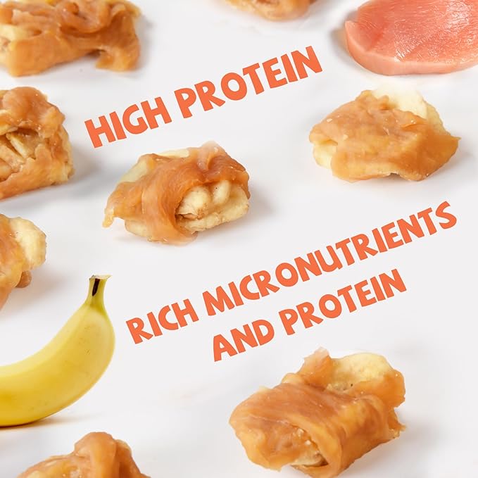 Dog Treats Chicken Wrapped Banana Slices with 1% Taurine, Healthy Training Snacks Rich in Natural Fiber, Rawhide-Free Grain-Free Soft Chews for Small Medium Dogs, 10.6oz-Mewly Pet