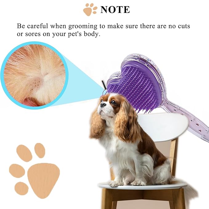 Small Dog Brush, Soft Dog Brush for Shih Tzus, Yorkies, Maltipoos, Maltese ， Love Shape Puppy Massaging Hair Brush, Cat Brush, for Small Dogs Cats Rabbits of All Hair Types (Purple)-Mewly Pet