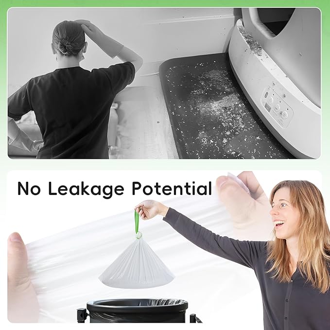 120 Pack Cat Litter Box Liners for Meo Want SC01, MW-SC02, MW-LR01,1.5 Mil Thick Drawstring Heavy Duty Leak-proof Disposable Smart Self-Cleaning Litter Box Robot Waste Drawer Trash Bags 18" x 12.6"-Mewly Pet