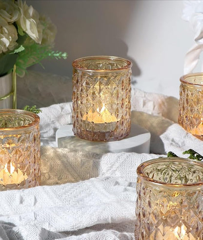 36pcs Gold Votive Candle Holders, Tealight Candle Holder Glass for Diwali, Gold Candle Holders for Wedding Table Centerpiece, Bridal Shower & Home Parties Supplies Decor