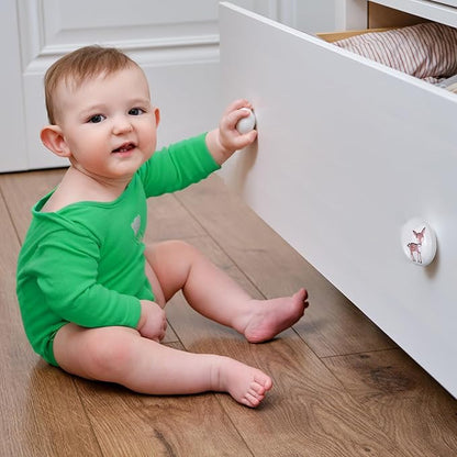 6pcs 1.5" 6 Pack Cute Nursery Kids Animals Ceramics Dresser Drawer Pulls Unique Decorative Cabinet Knobs (Rabbit)
