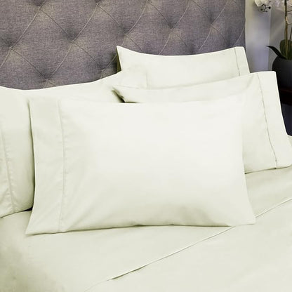 Sweet Home Collection 6 Piece Bed Sheets 1500 Supreme Collection Microfiber Deep Pocket Set-Extra Pillow Cases, Value, Queen, Ivory