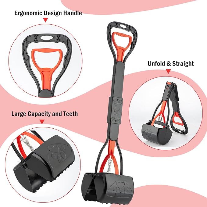 Pooper Scooper Set,Dog Poop Tray and Rake Set for Large & Small Dogs Dog Pooper Scooper 15 Litre Step Dog Poop Trash Can Outside W/Removable Inner Bucket with 20 Waste Bags-Mewly Pet