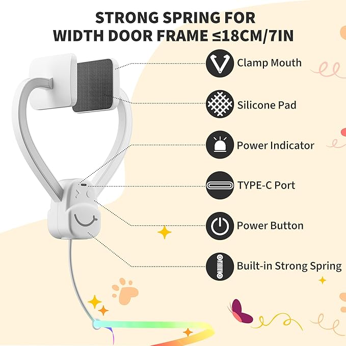 Interactive Cat Toys for Indoor Cats,Enrichment Stimulation Toys, Electric Hanging Door Clip Ribbon Kitty Toy,Automatic Play Chase Exercise Feather Toys for Bored Indoor Adult & Kitten Cats（White）-Mewly Pet