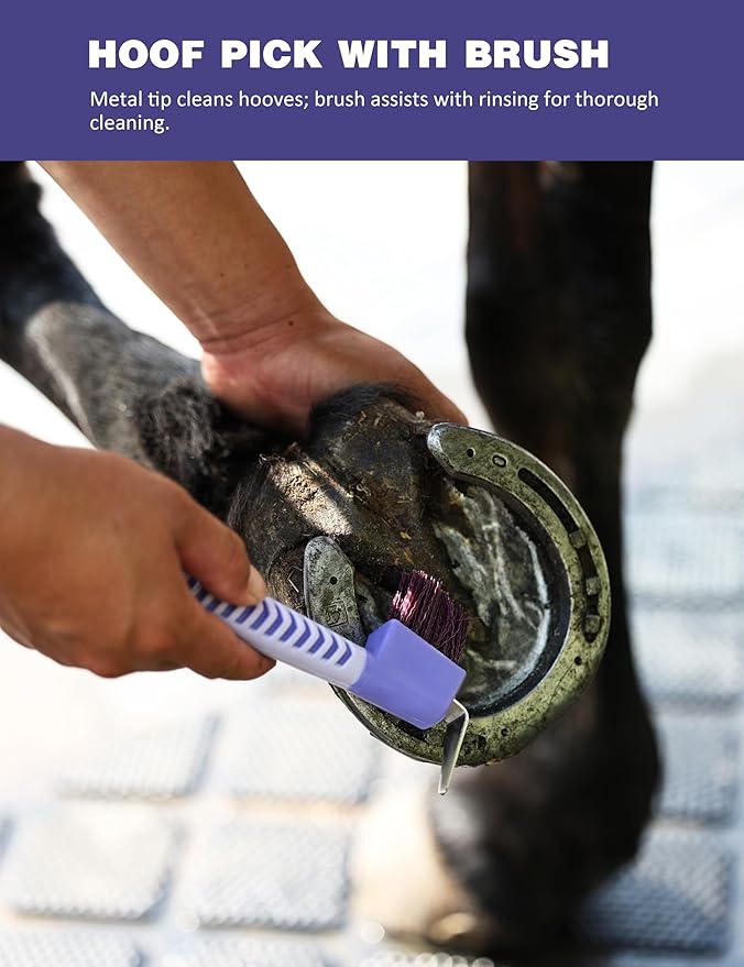 9PCS Horse Grooming Kit Curry Comb Sweat Scraper Horse Bathing Supplies Grooming Tools with Storage Bag Sugar Taro-Mewly Pet